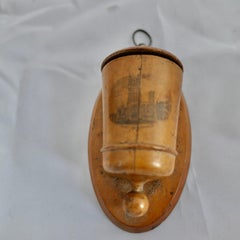 3 Early 20th century Hand Made Treen Items, Stoup, Stamp Box, Lidded Pot  These