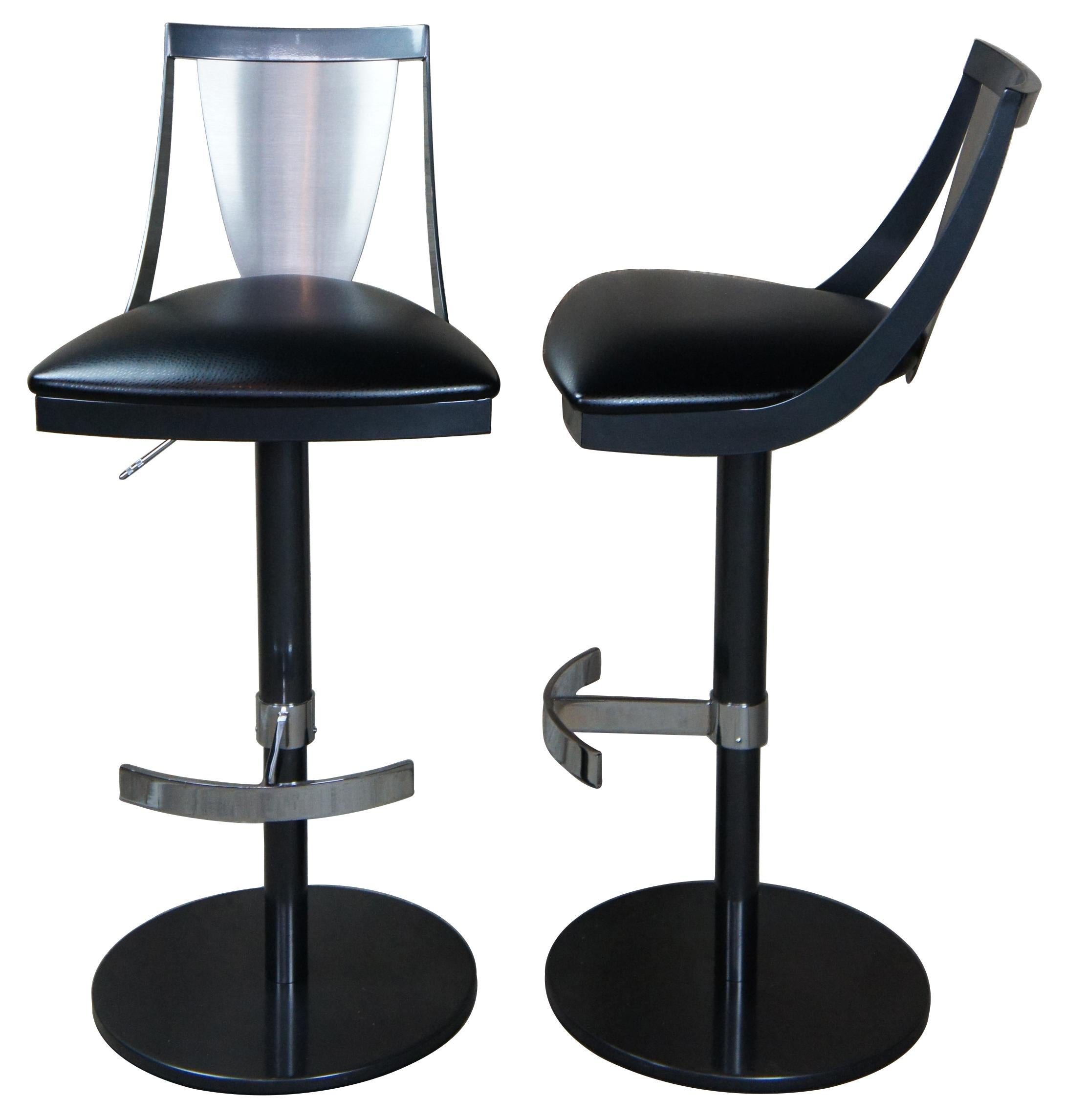 3 Elite Mfg Co Post Modern Leather and Chrome Lana Swivel Hydraulic Bar