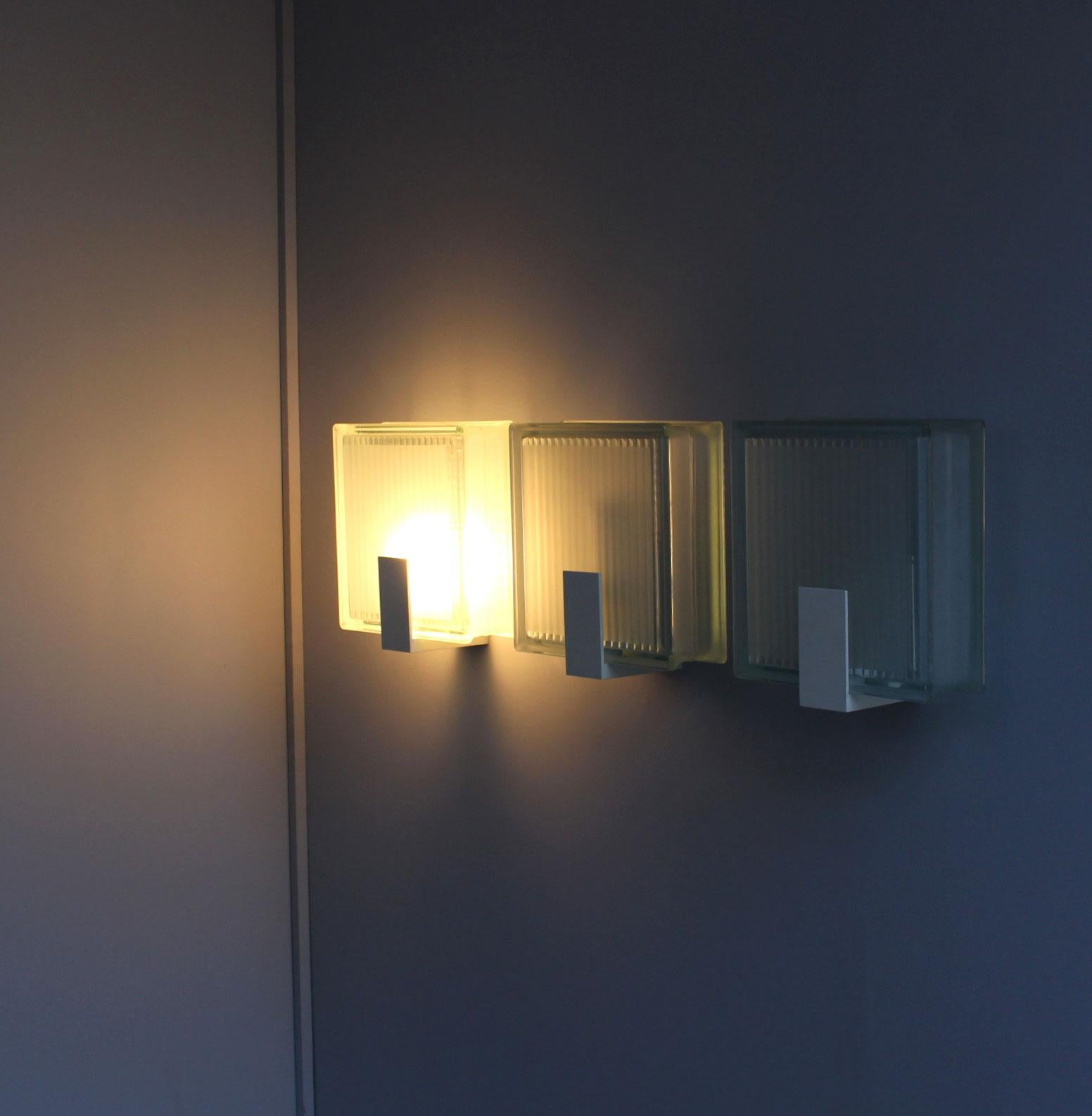 3 Exterior Watertight Glass Slab Sconces by Jean Perzel For Sale 1