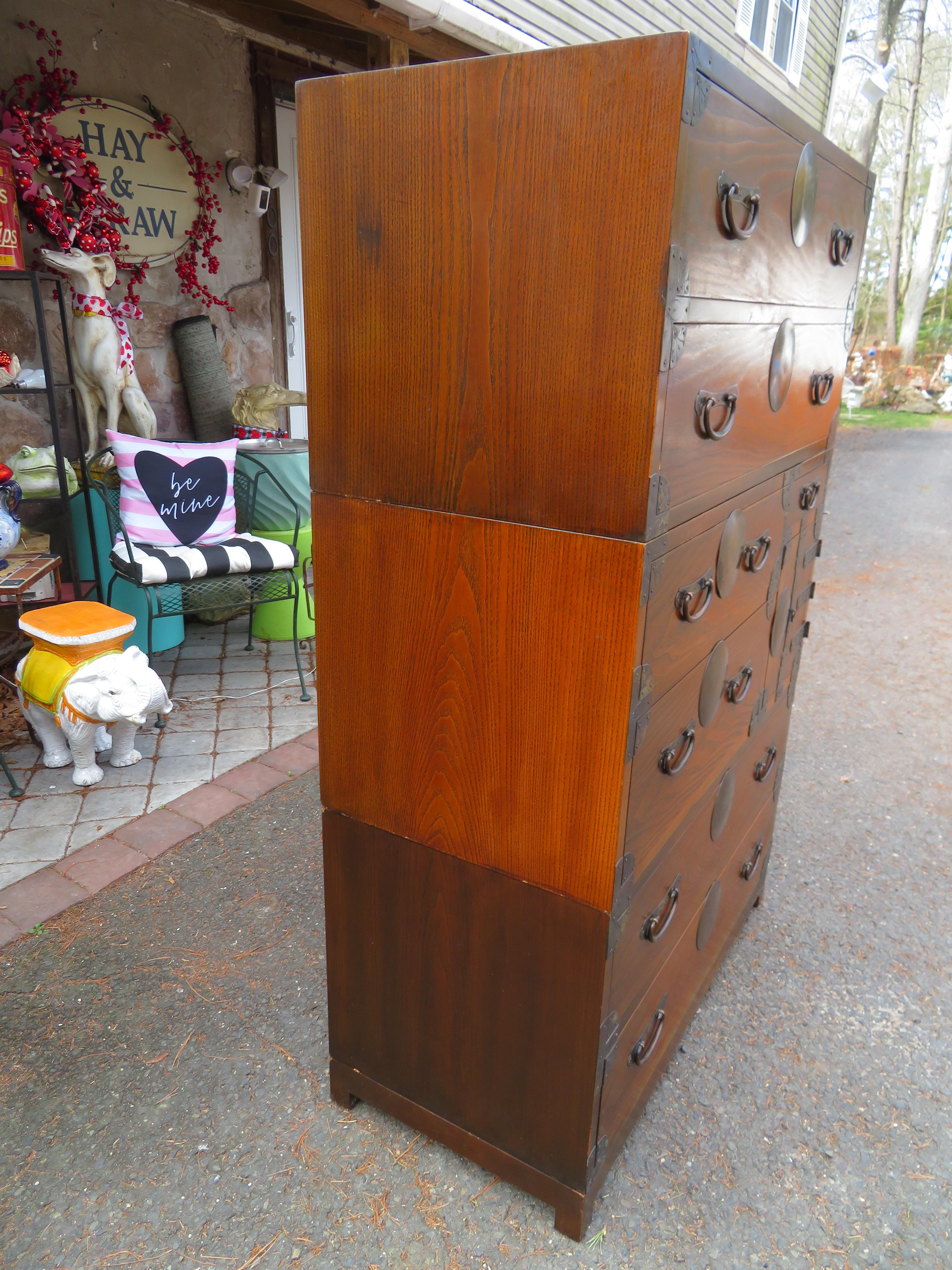 Iron 3 Fabulous 20th Century Japanese style Stacking Tansu Chest of Drawers For Sale