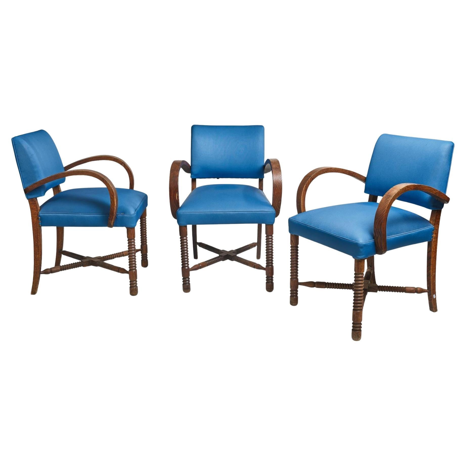 3 fauteuils dans le style de Charles Dudouyt circa 1930/1950 en venta