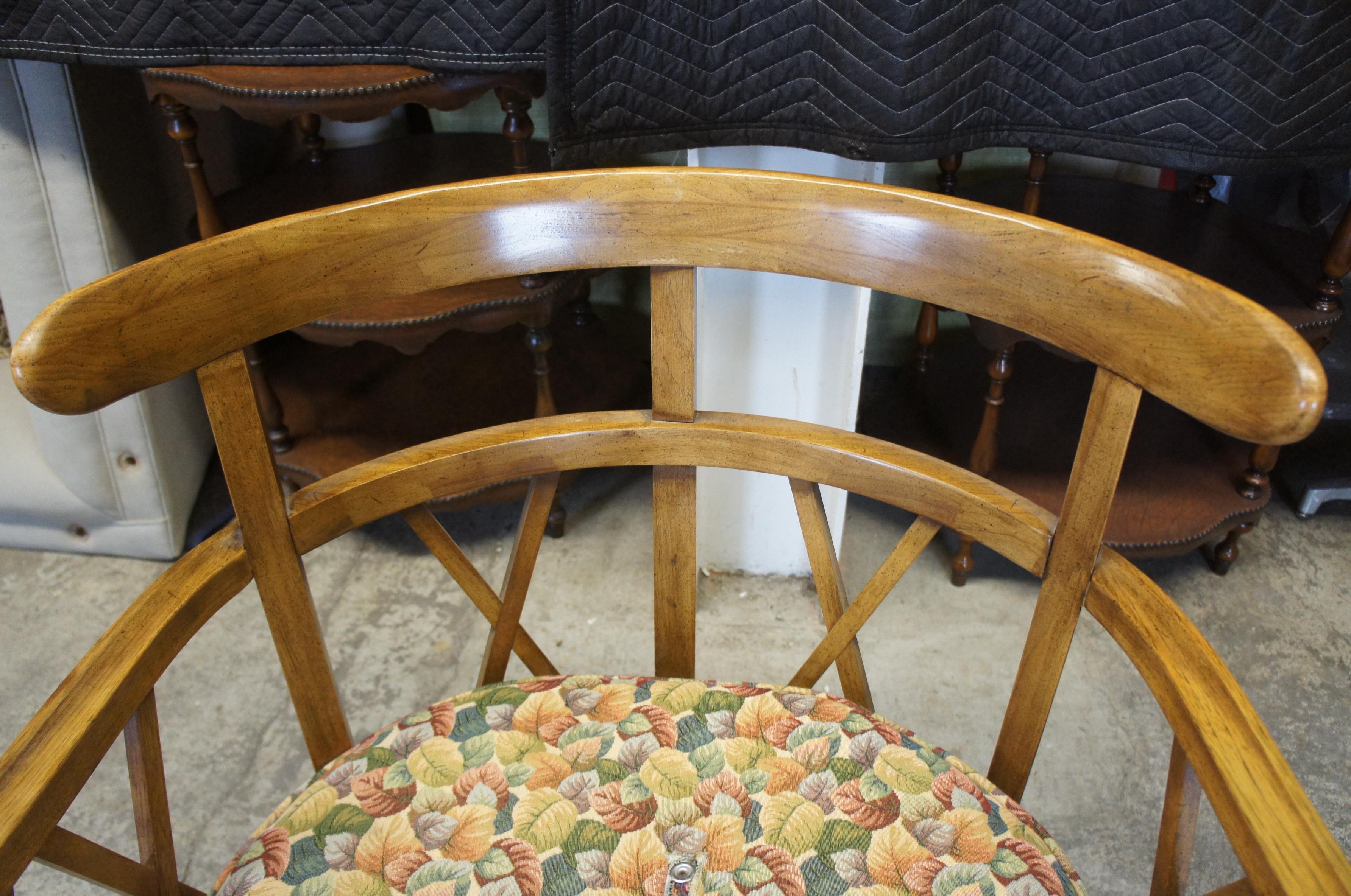 3 Finch Furniture Thomasville Mid-Century Modern Walnut Barrel Back Armchairs In Good Condition For Sale In Dayton, OH