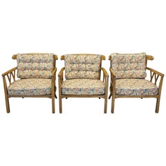 3 Finch Furniture Thomasville Mid-Century Modern Walnut Barrel Back Armchairs