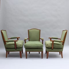 3 Fine French 1940s Mahogany Armchairs by Jules Leleu