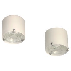 3 Fine French 1950s Glass and Chrome Flush Mounts by Perzel (1 pair + 1 similar)