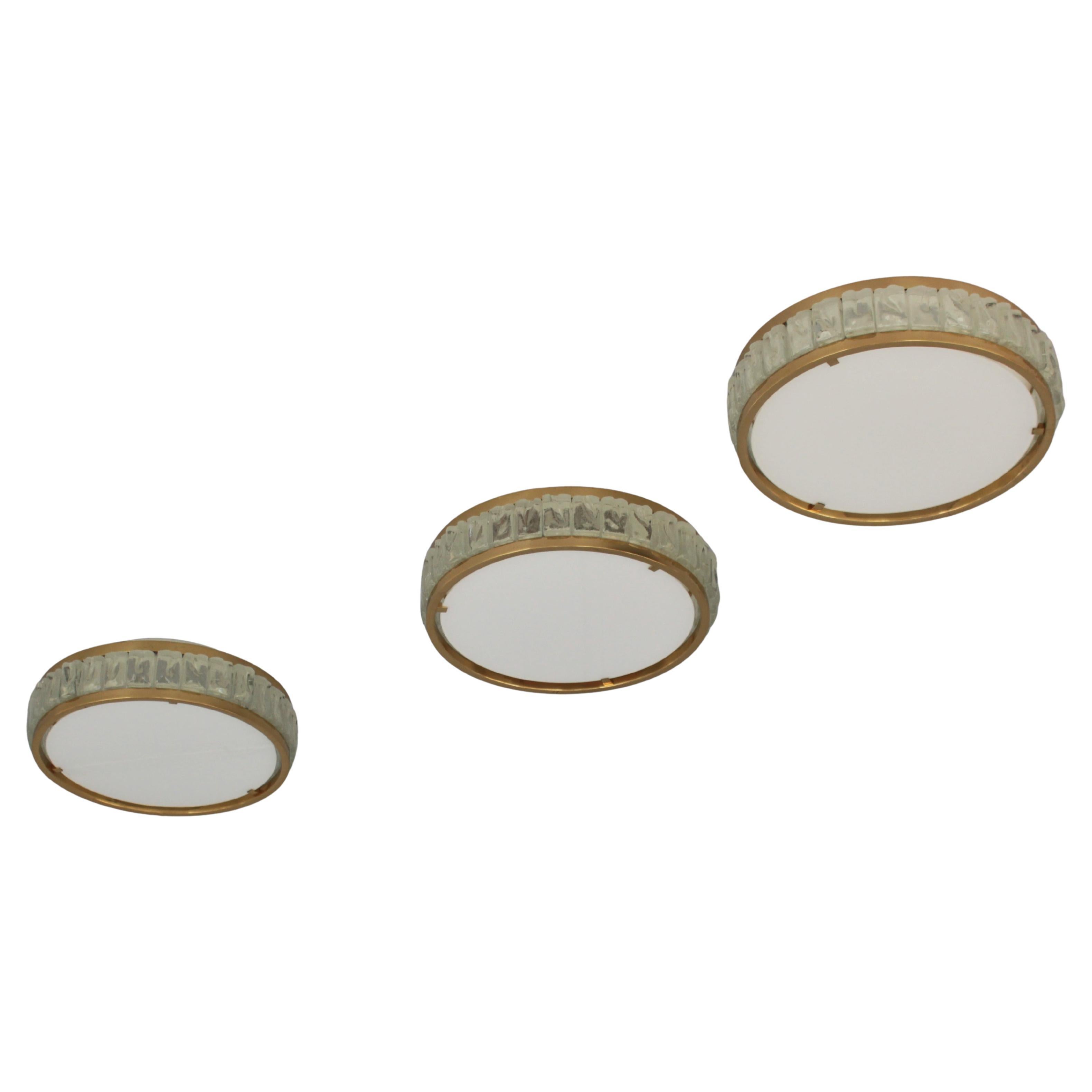 3 Fine French 1970s “Queens Necklace” Flush Mounts by Perzel (priced per piece) For Sale