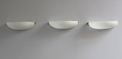3 Fine French Art Deco Fluted Glass and Bronze Wall Lights by Perzel