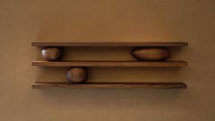 3 Floating Shelves with 3 Sculptural Wooden Pebble Accents, Sereno by Nono
