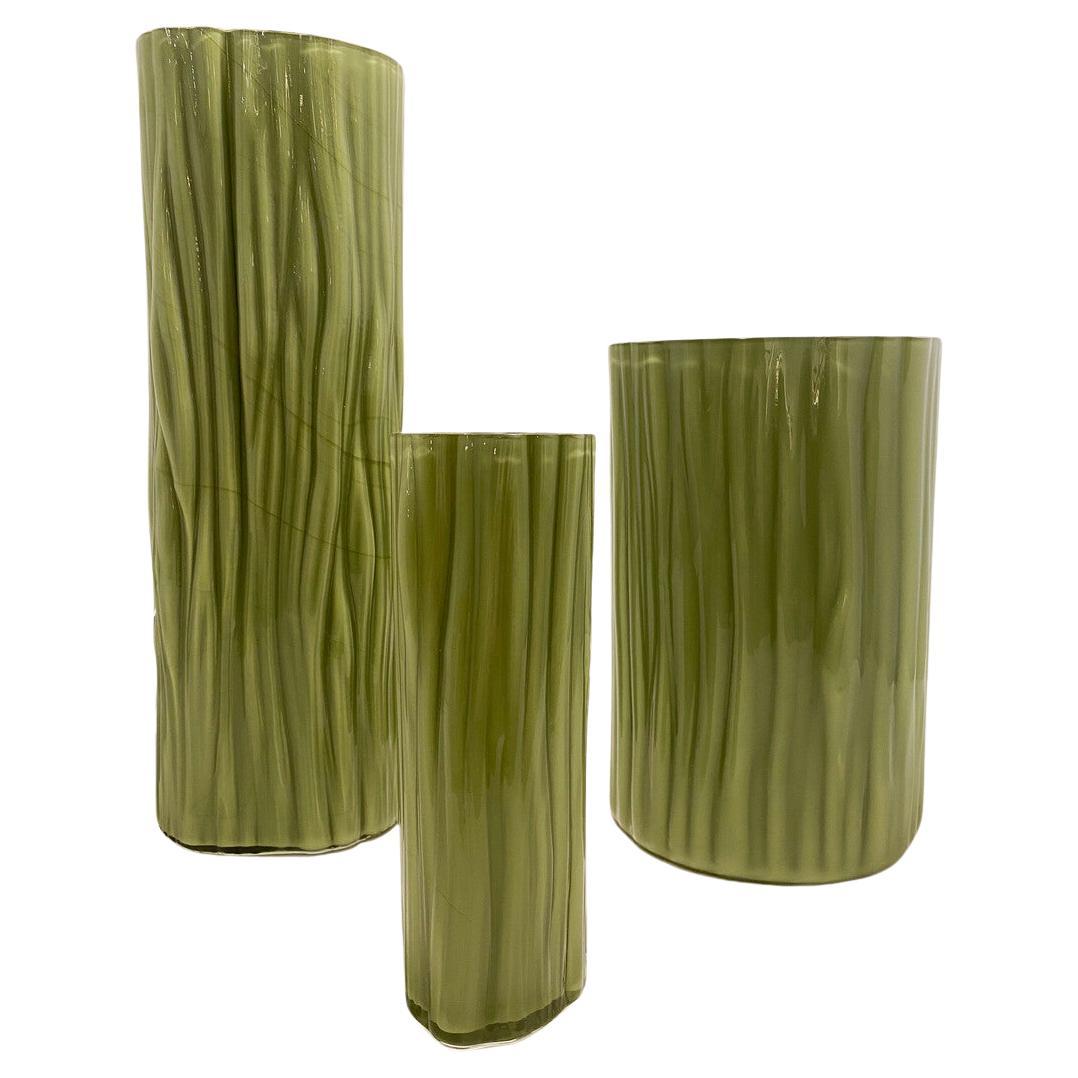 3 flower vases by Carlo Nason for AZ. Mazzega, Murano glass, 1960, Italy For Sale