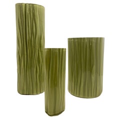 3 floreros de Carlo Nason para AZ. Mazzega, cristal de Murano, 1960, Italia