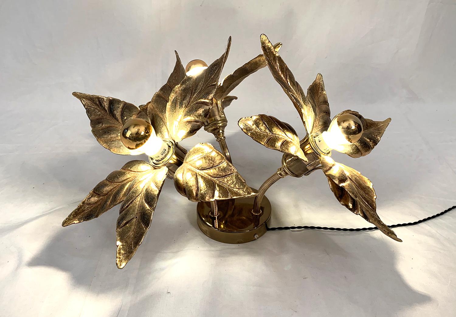 Belgian 3 Flowers Wall Sconce by Willy Daro, 1970s For Sale