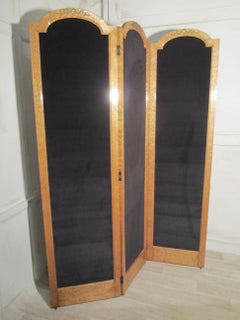 3 Fold Art Deco Dressing Screen, Bird’s-Eye Maple Room Divider