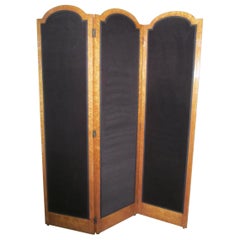 Vintage 3 Fold Art Deco Dressing Screen, Bird’s-Eye Maple Room Divider