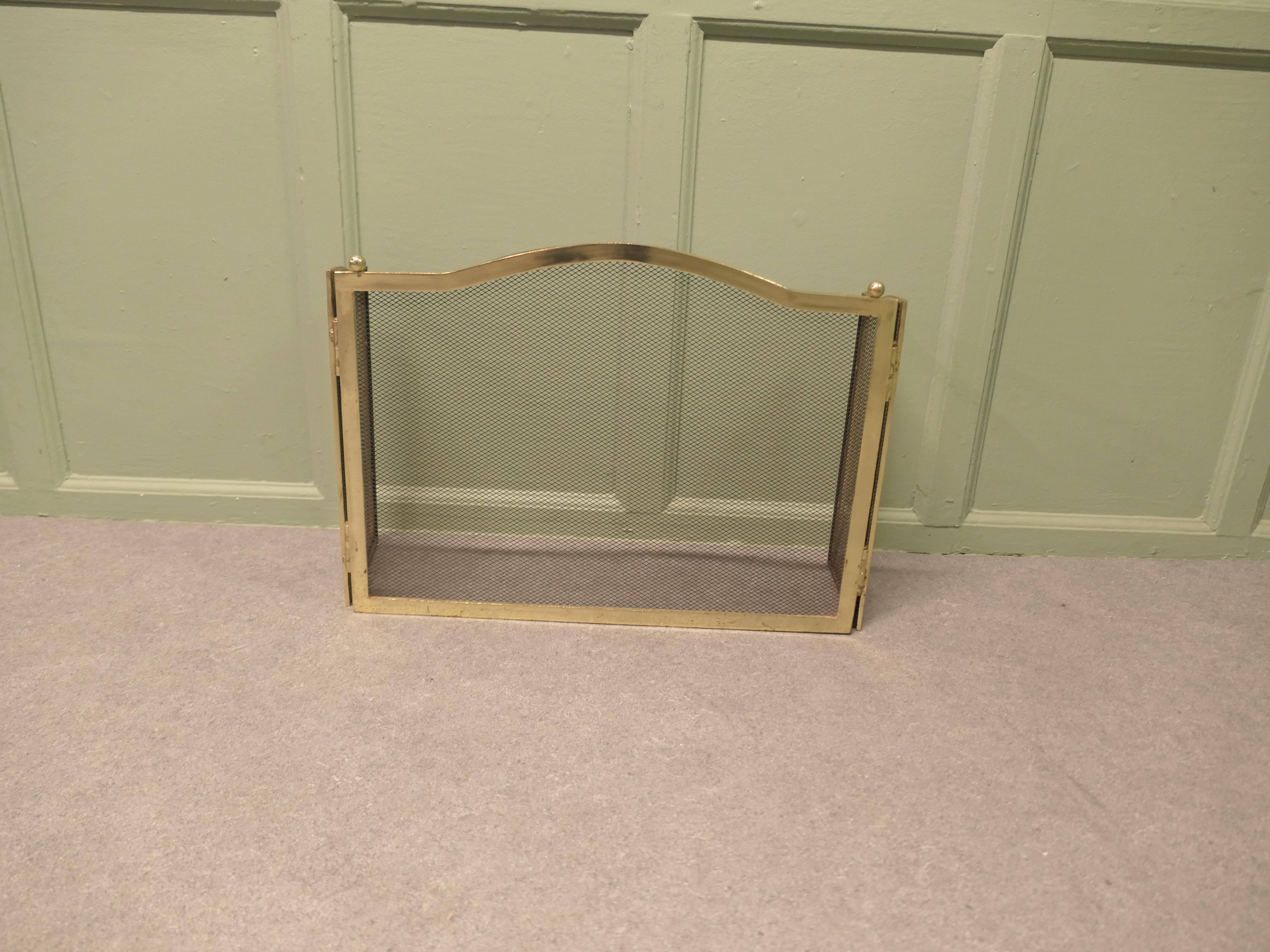 3 Fold French Brass Fire Guard 

This is a folding Fireguard, the guard is made in Brass with an iron mesh infill, it has the added advantage that it folds flat for storage, and when opened out it can be shaped to enclosed the fire, it can be stored