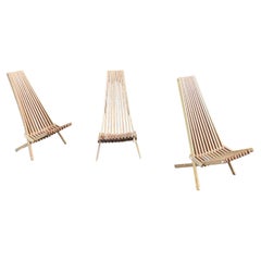 Used 3 folding beech deck chairs circa 1970 price is for one 3 are available