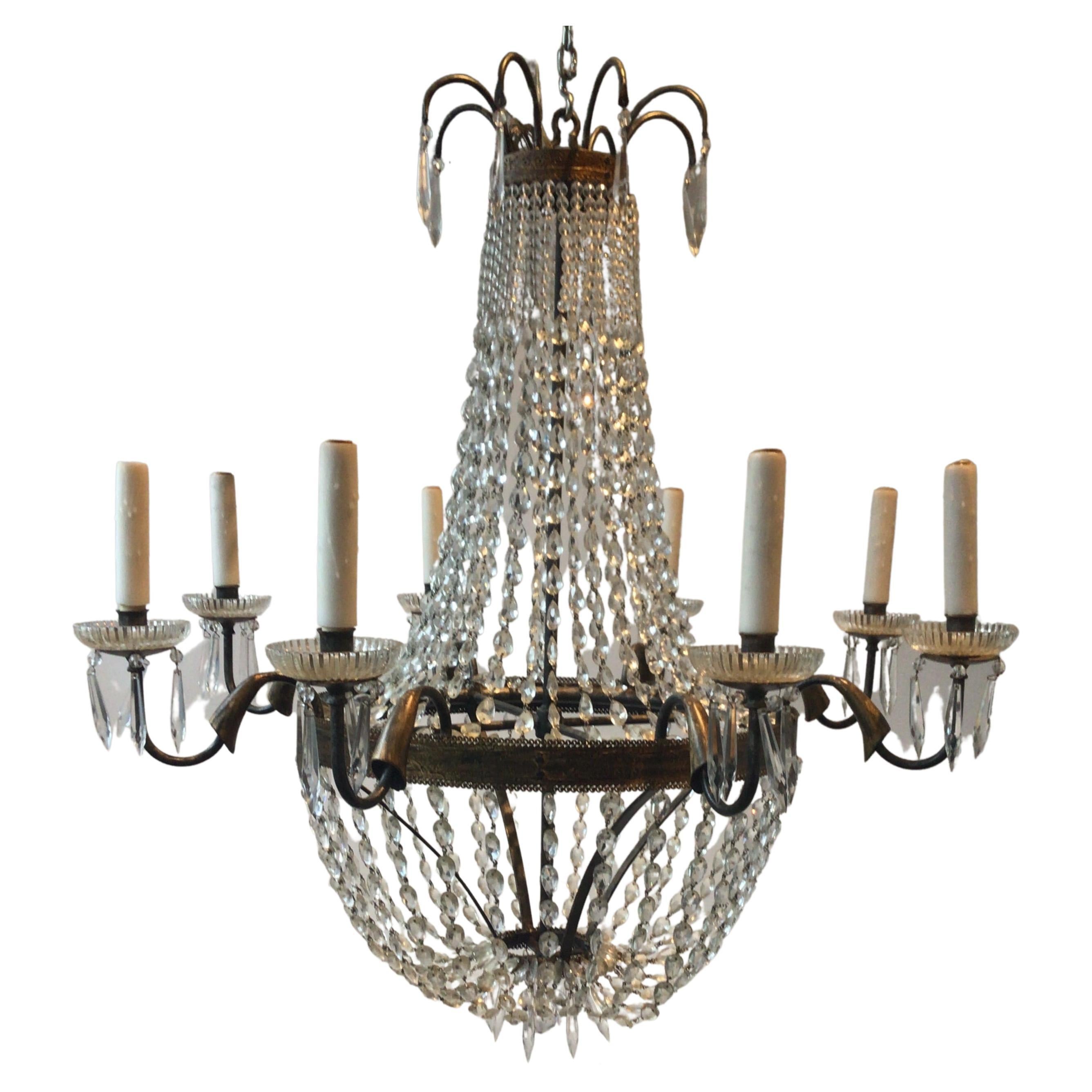 3 Foot High Bruce Eicher Crystal / Iron Regency Style Chandelier