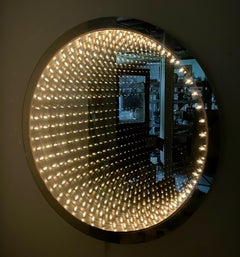 3 foot huge Tunnel Infinity Mirror 1970s vintage Op Art