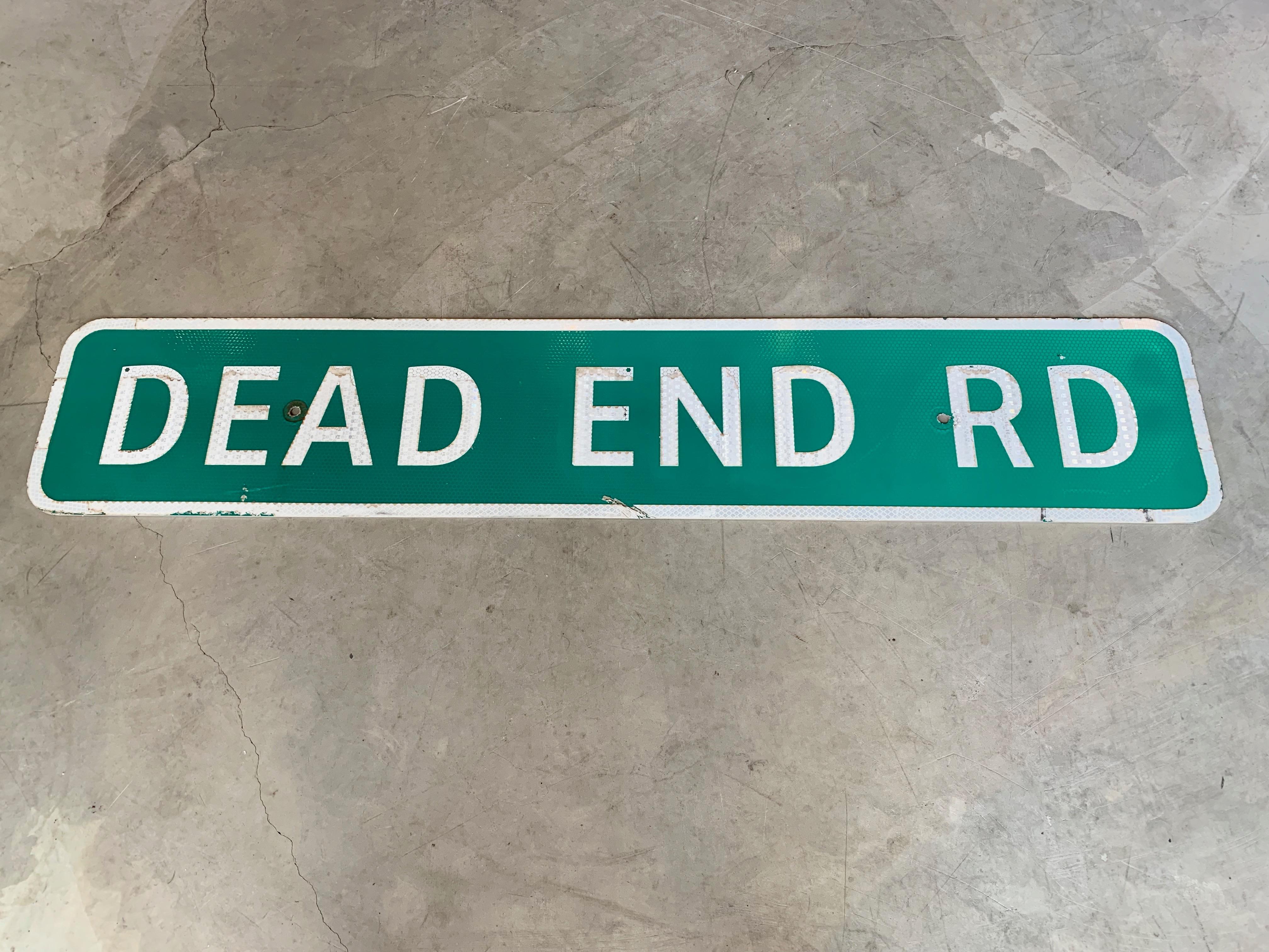 Embossed Long 'Dead End' Highway Sign For Sale