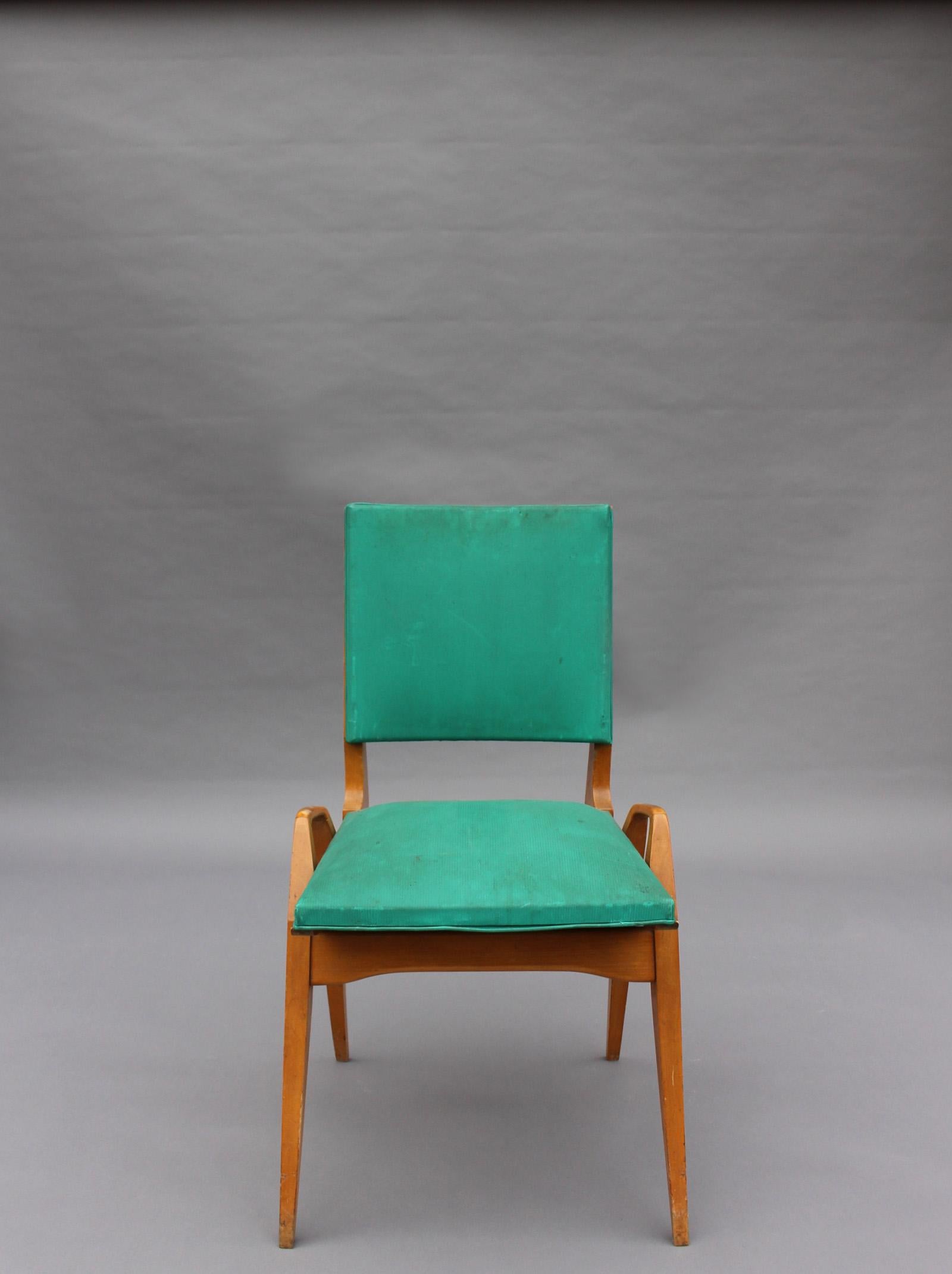 Mid-Century Modern 3 French 1950s Beech Chairs by Ségalot