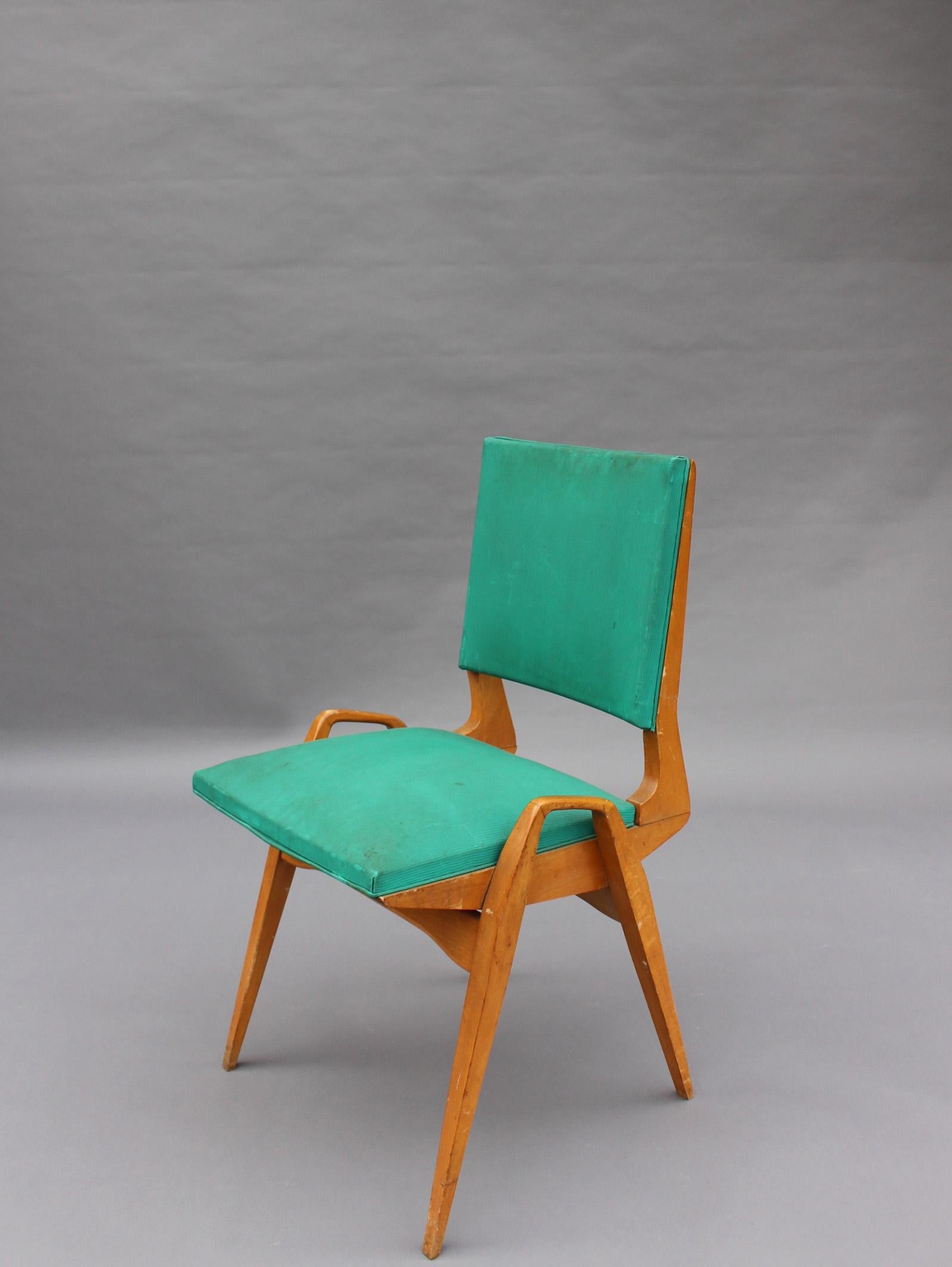 3 French 1950s Beech Chairs by Ségalot In Good Condition In Long Island City, NY