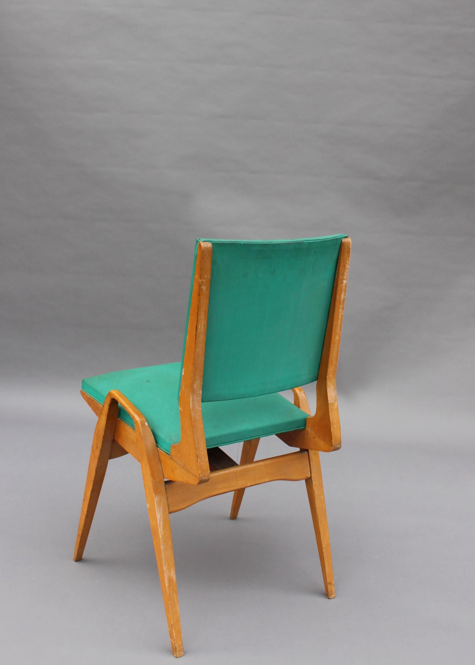 3 French 1950s Beech Chairs by Ségalot 1