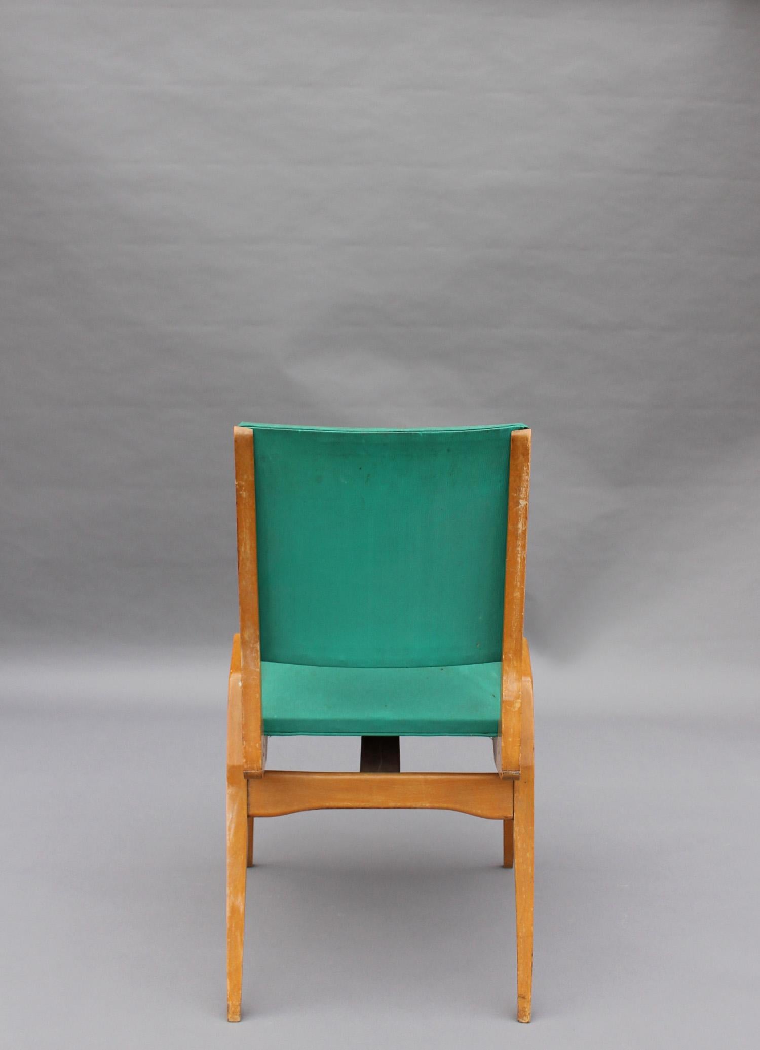 3 French 1950s Beech Chairs by Ségalot 2