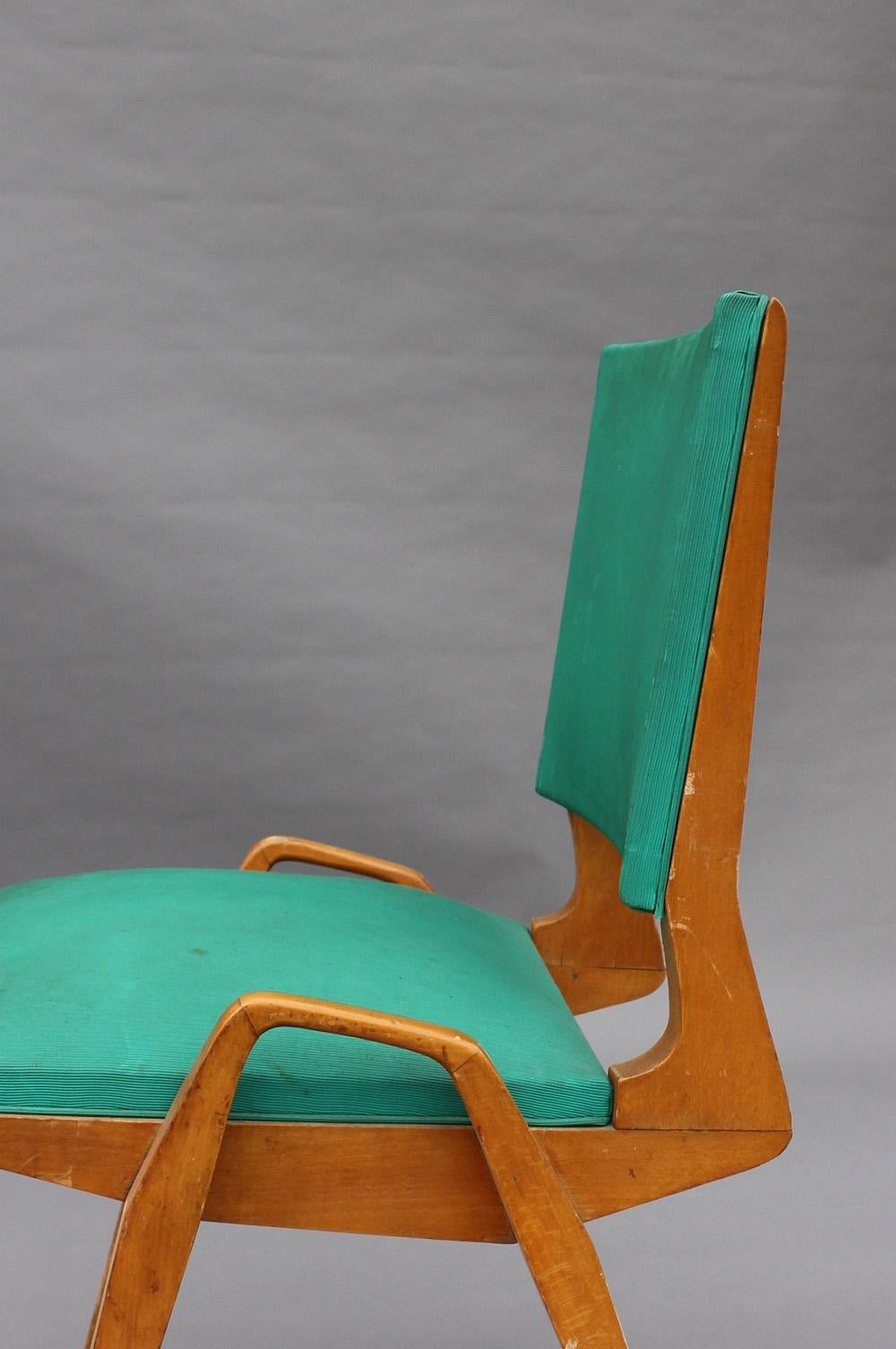 3 French 1950s Beech Chairs by Ségalot 3