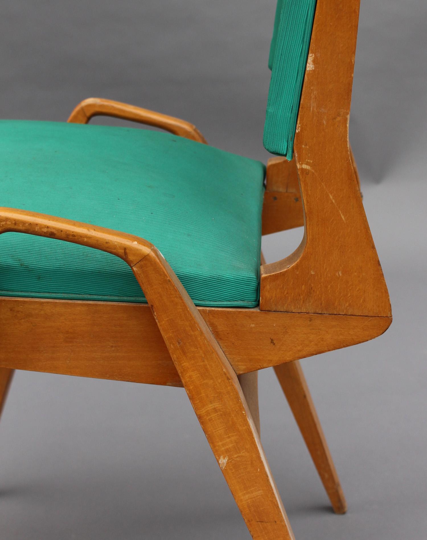 3 French 1950s Beech Chairs by Ségalot 4