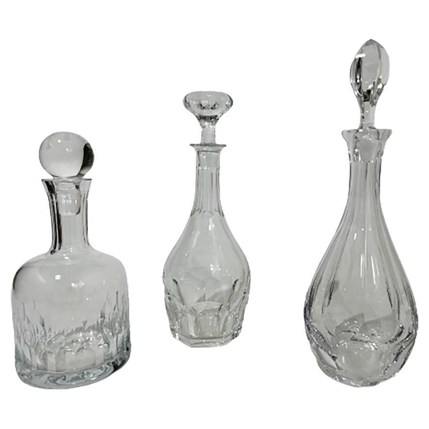 3 French Crystal Decanters, 1970-1980