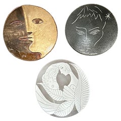 (3) French Jean Cocteau style ceramic dishes