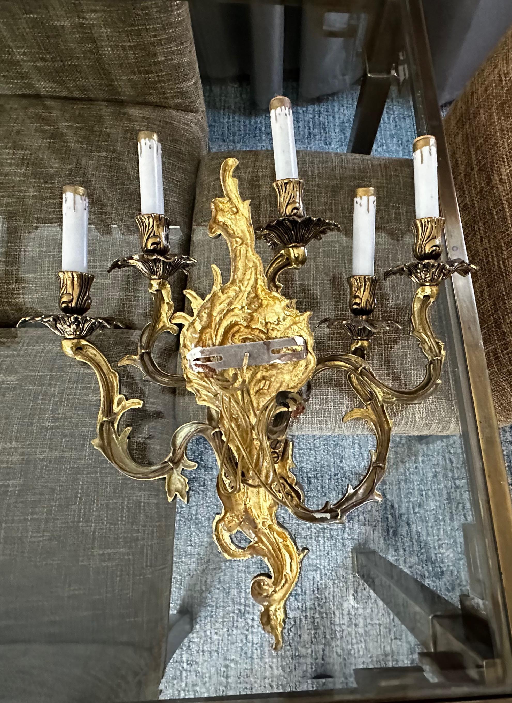 Set 3 French Louis XV Style 5 Light Wall Sconces For Sale 11