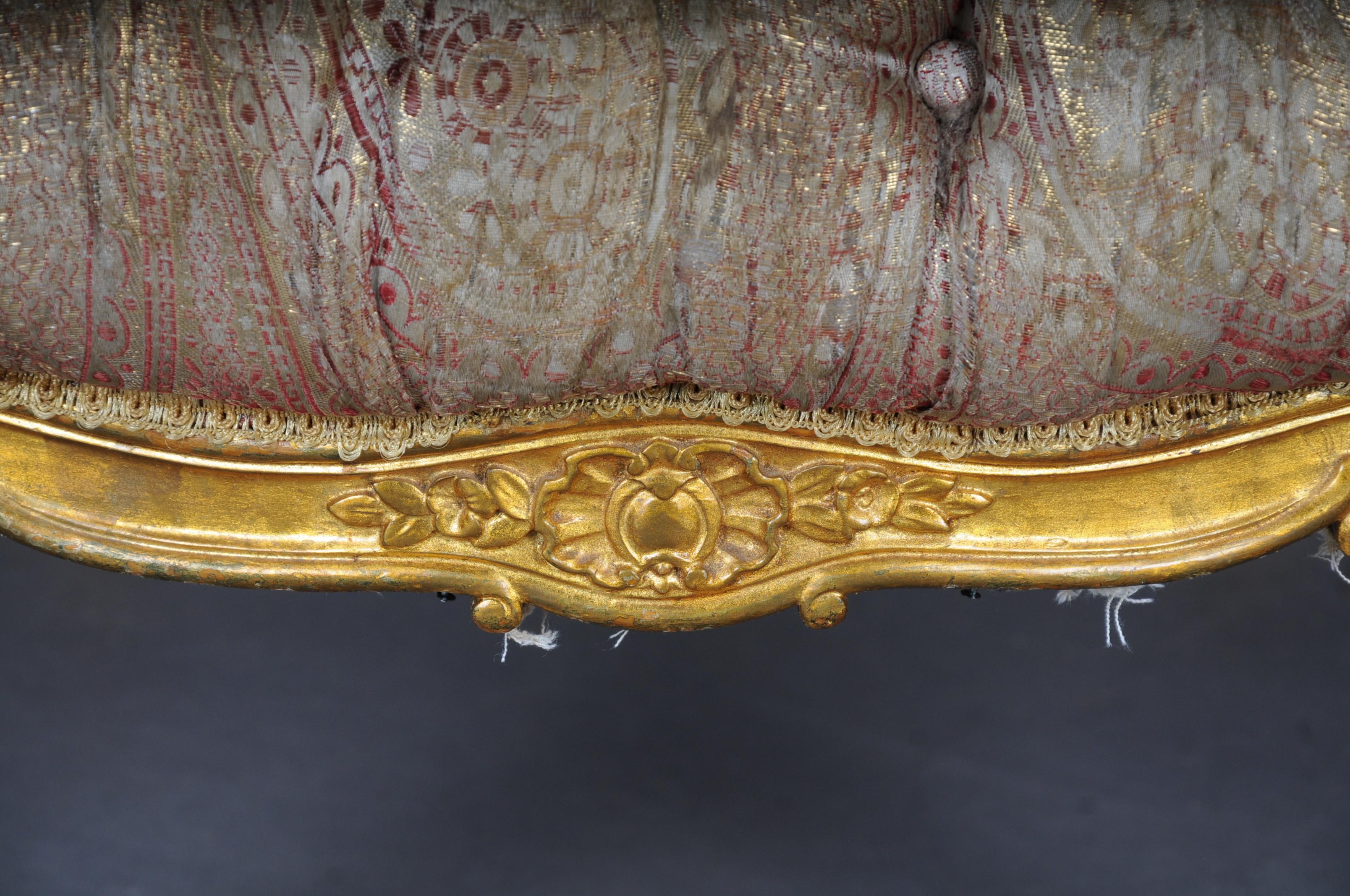 Trois fauteuils de salon de salon français provenant du palais de Bellevue à Berlin, or de 1890 en vente 5