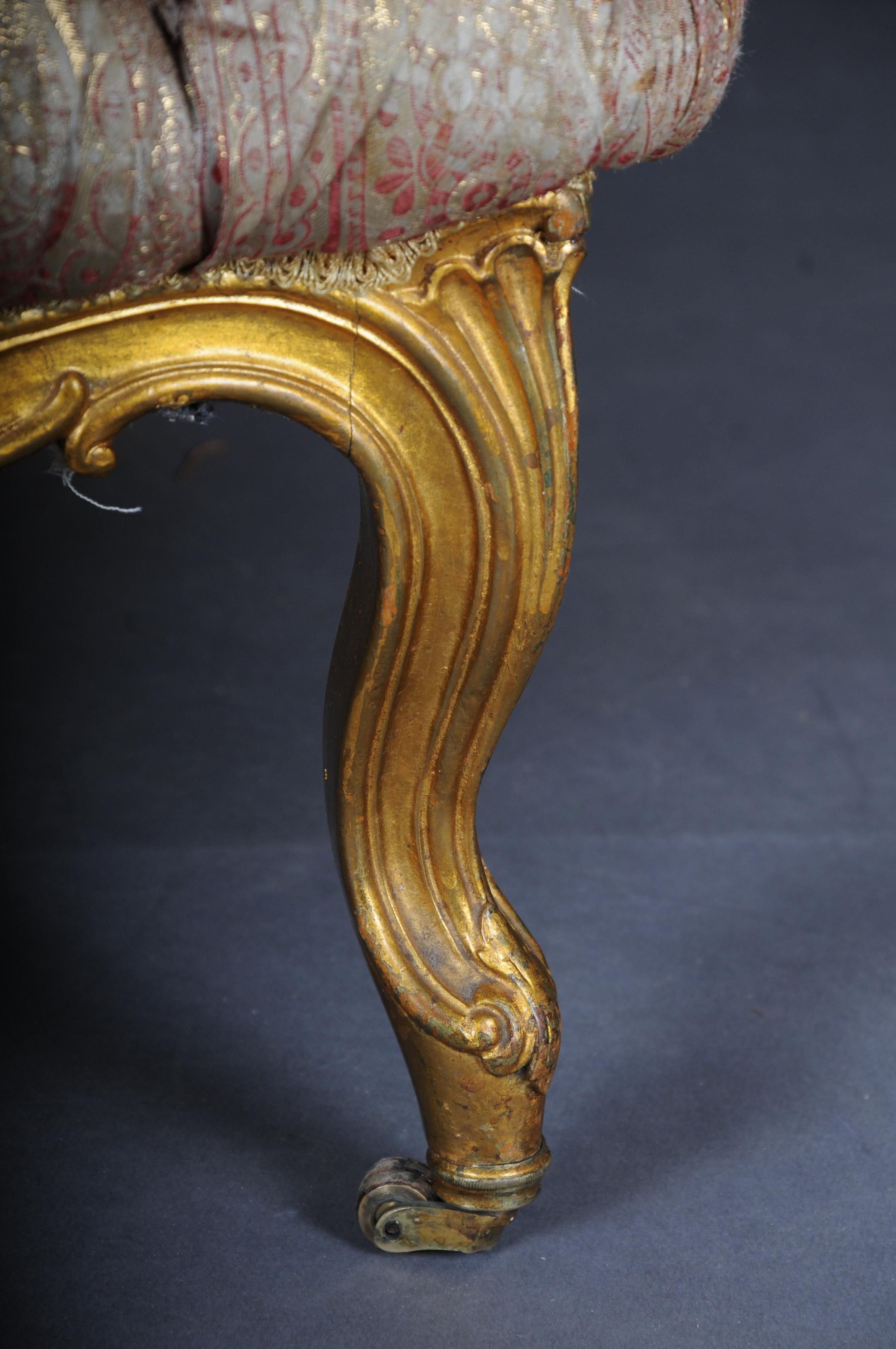3 French Salon Lounge Chairs from the Bellevue Palace in Berlin, Gold from 1890 For Sale 5