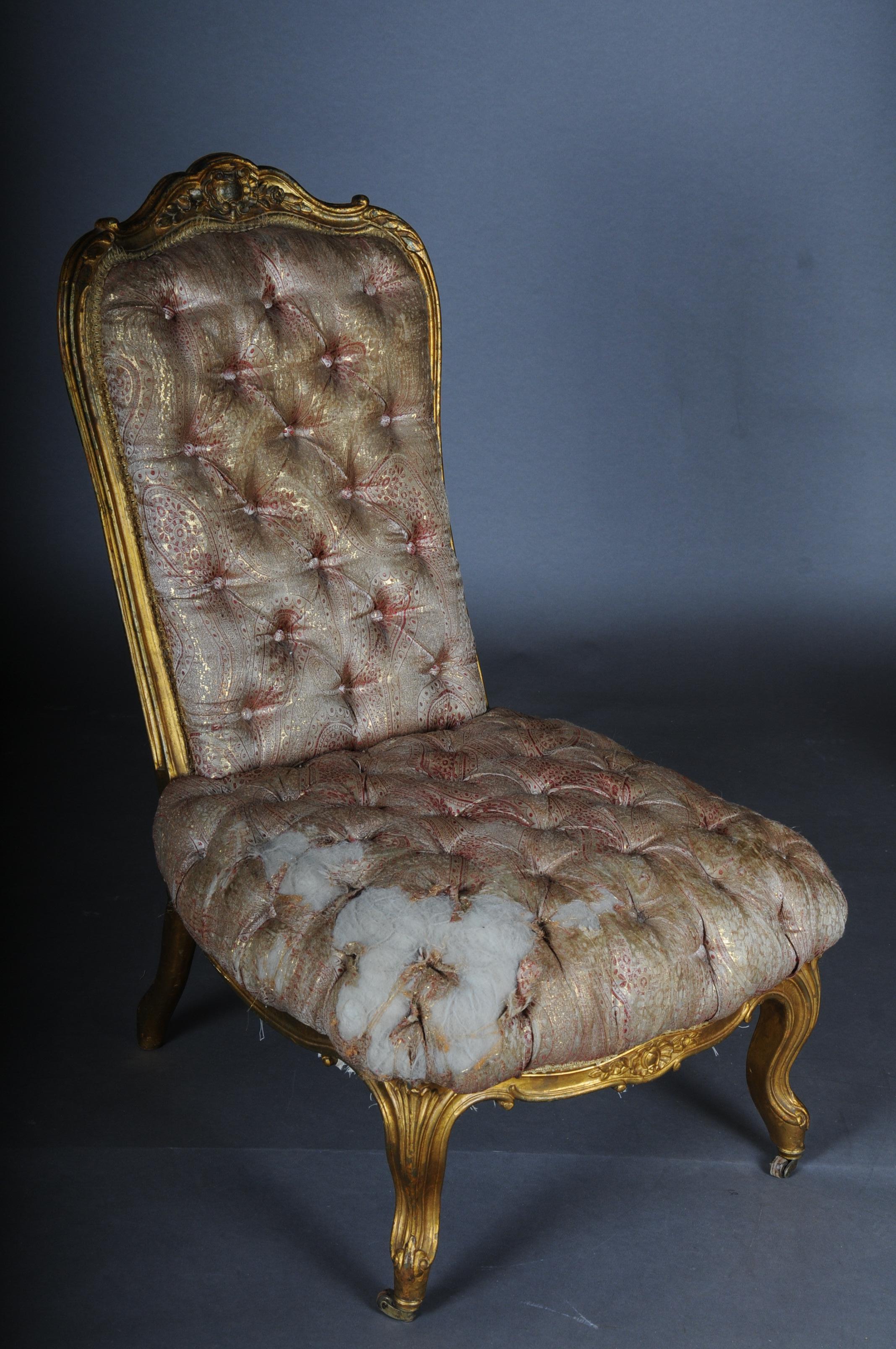 3 French Salon Lounge Chairs from the Bellevue Palace in Berlin, Gold from 1890 For Sale 7