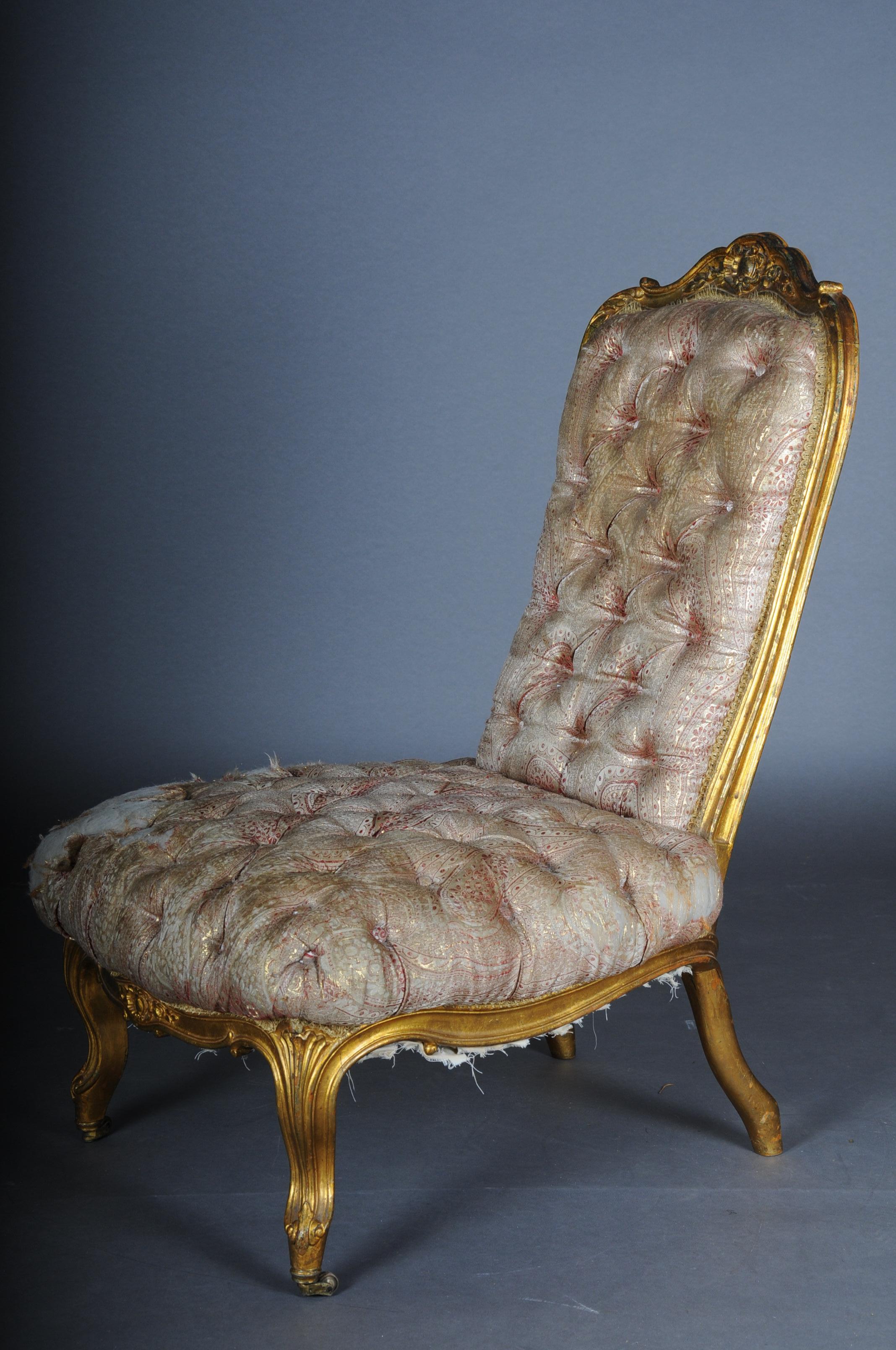 3 French Salon Lounge Chairs from the Bellevue Palace in Berlin, Gold from 1890 For Sale 8