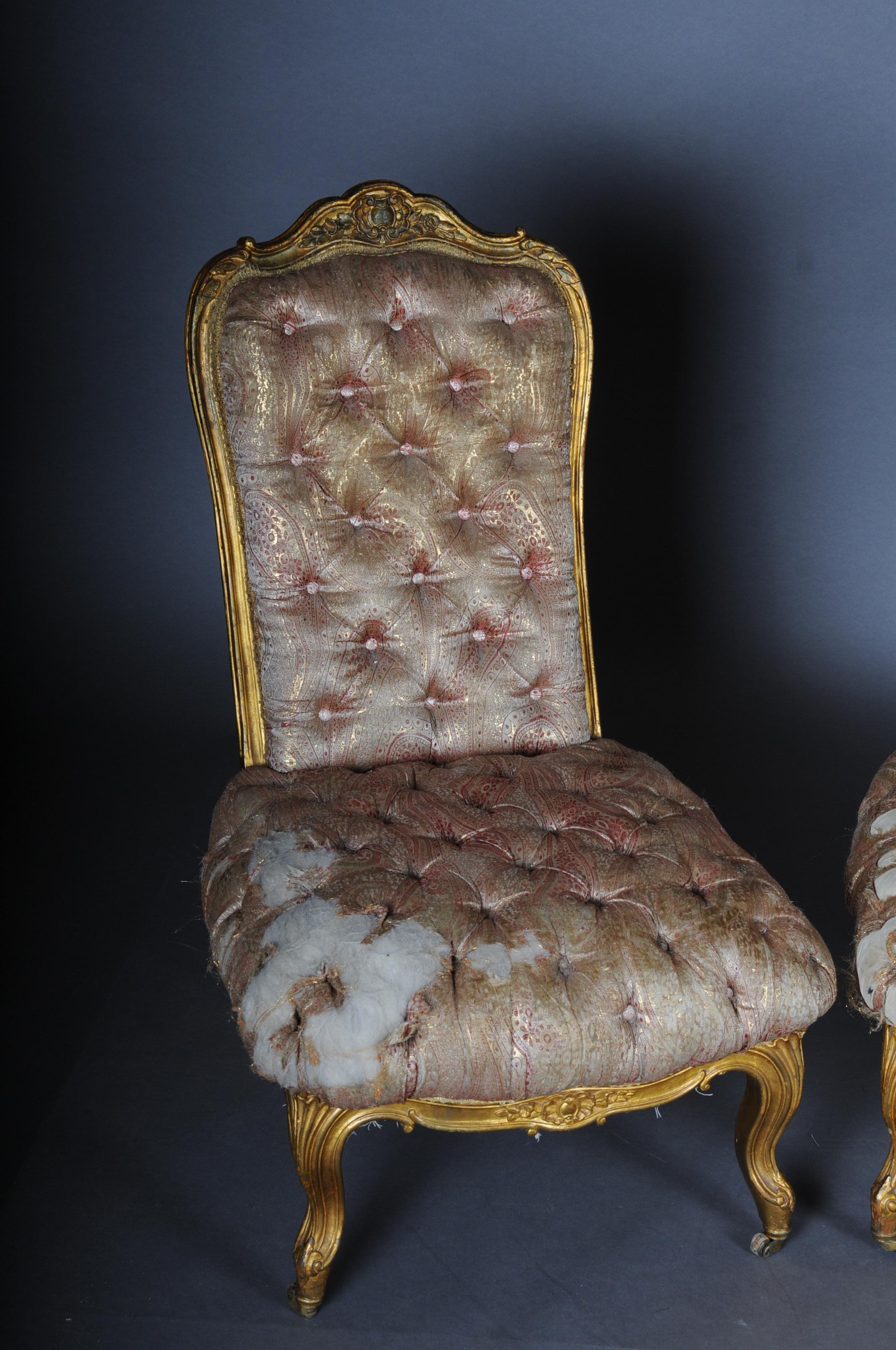 Allemand Trois fauteuils de salon de salon français provenant du palais de Bellevue à Berlin, or de 1890 en vente