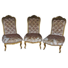Antique 3 French Salon Lounge Chairs from the Bellevue Palace in Berlin, Gold from 1890