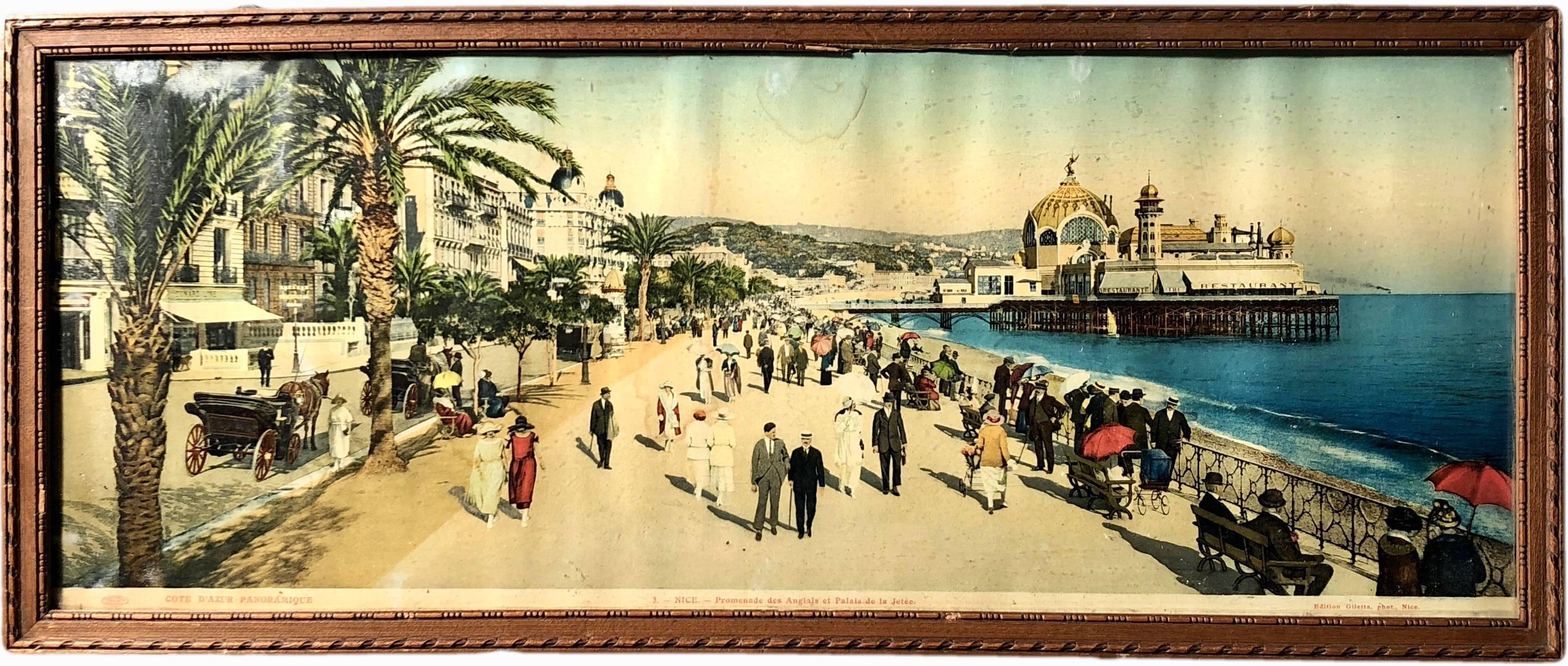 3 French Souvenir Colorized Photos of Cannes, Nice and Menton, Early 1900s In Good Condition For Sale In Petaluma, CA