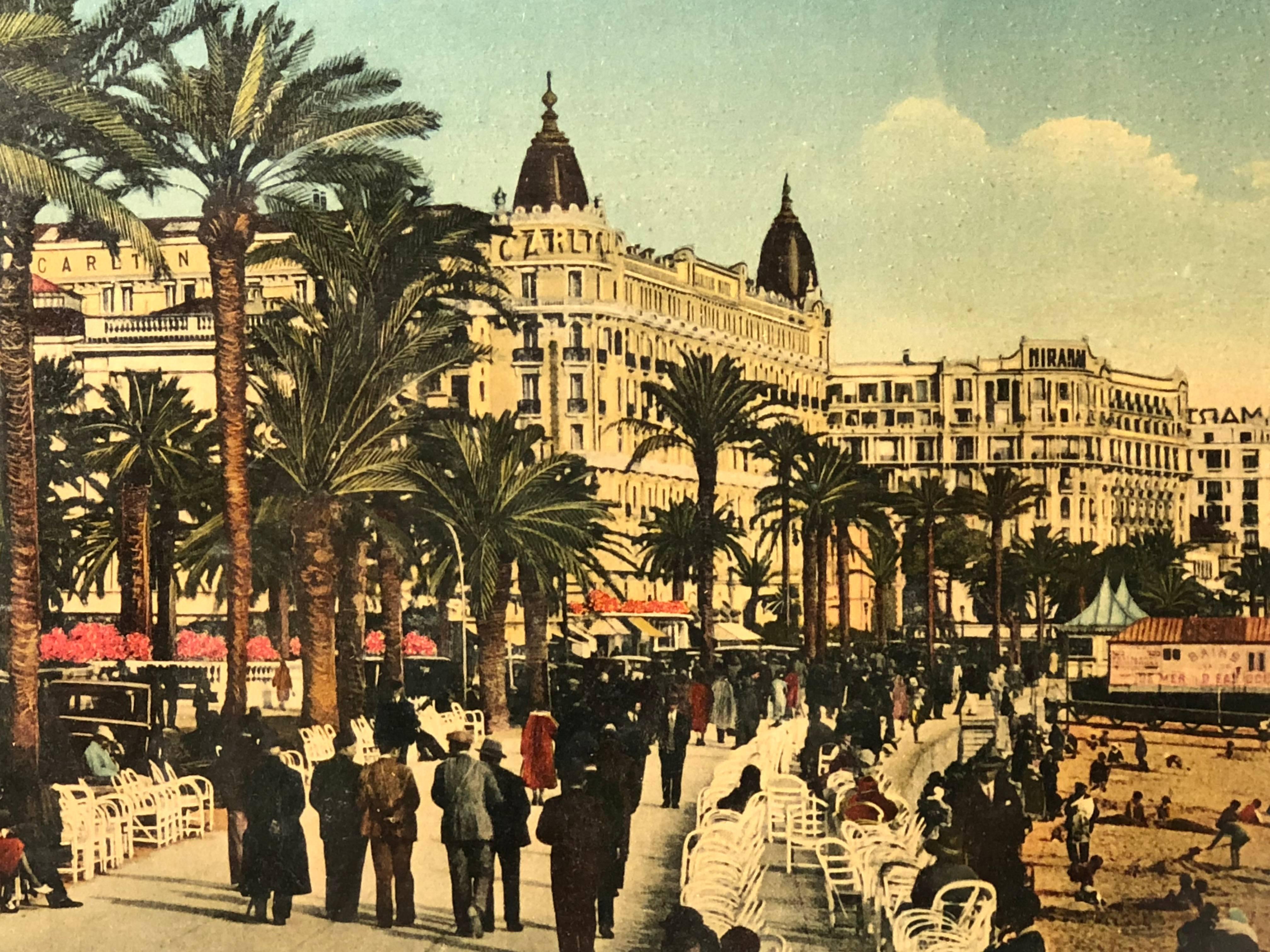 20th Century 3 French Souvenir Colorized Photos of Cannes, Nice and Menton, Early 1900s For Sale