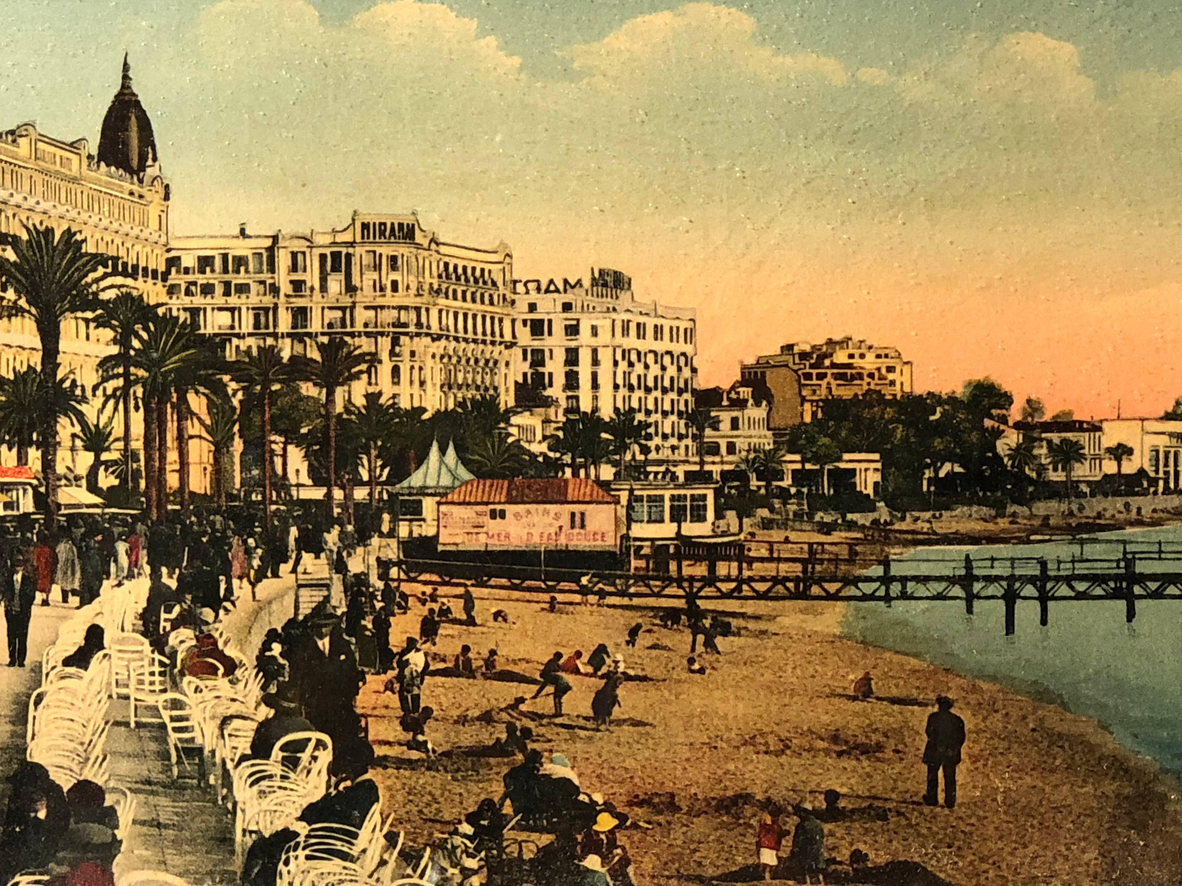 3 French Souvenir Colorized Photos of Cannes, Nice and Menton, Early 1900s For Sale 1