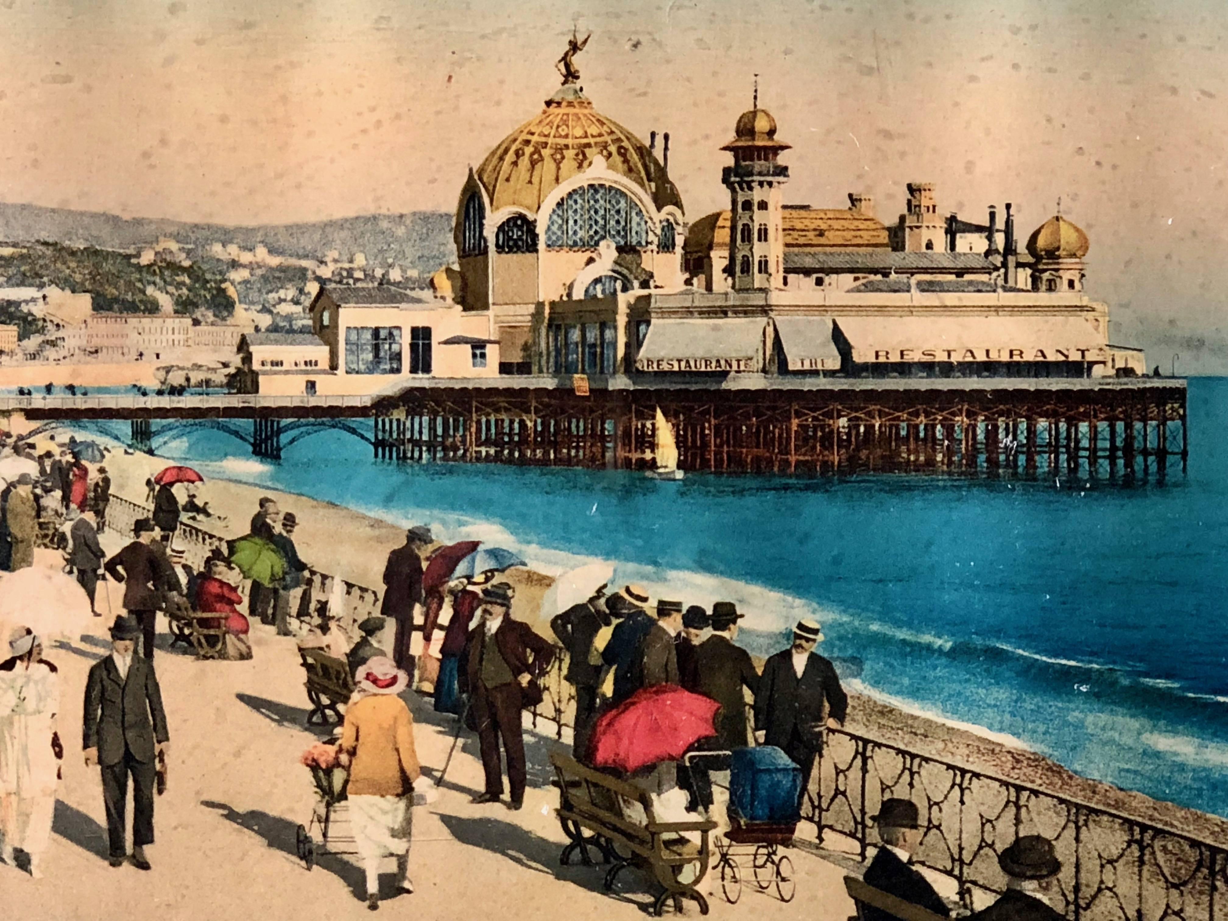 3 French Souvenir Colorized Photos of Cannes, Nice and Menton, Early 1900s For Sale 2