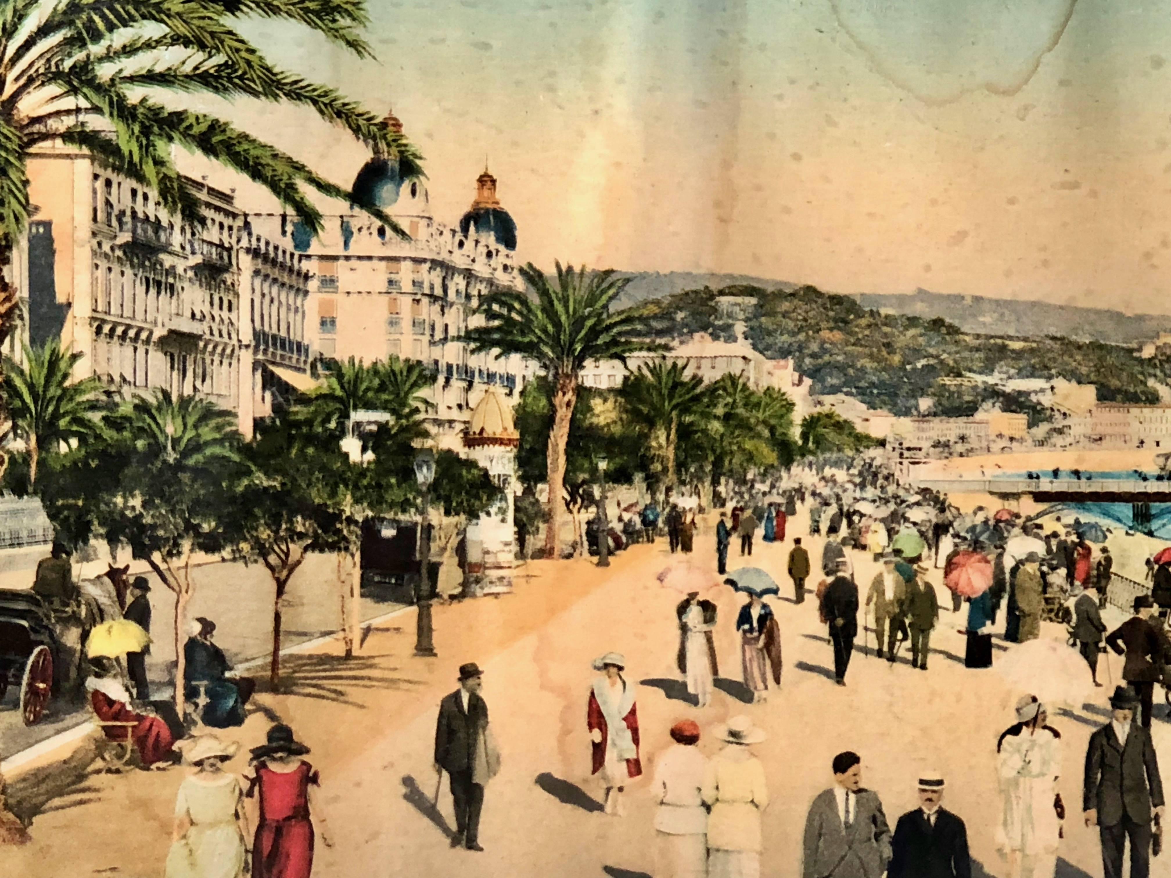 3 French Souvenir Colorized Photos of Cannes, Nice and Menton, Early 1900s For Sale 3