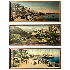 3 French Souvenir Colorized Photos of Cannes, Nice and Menton, Early 1900s