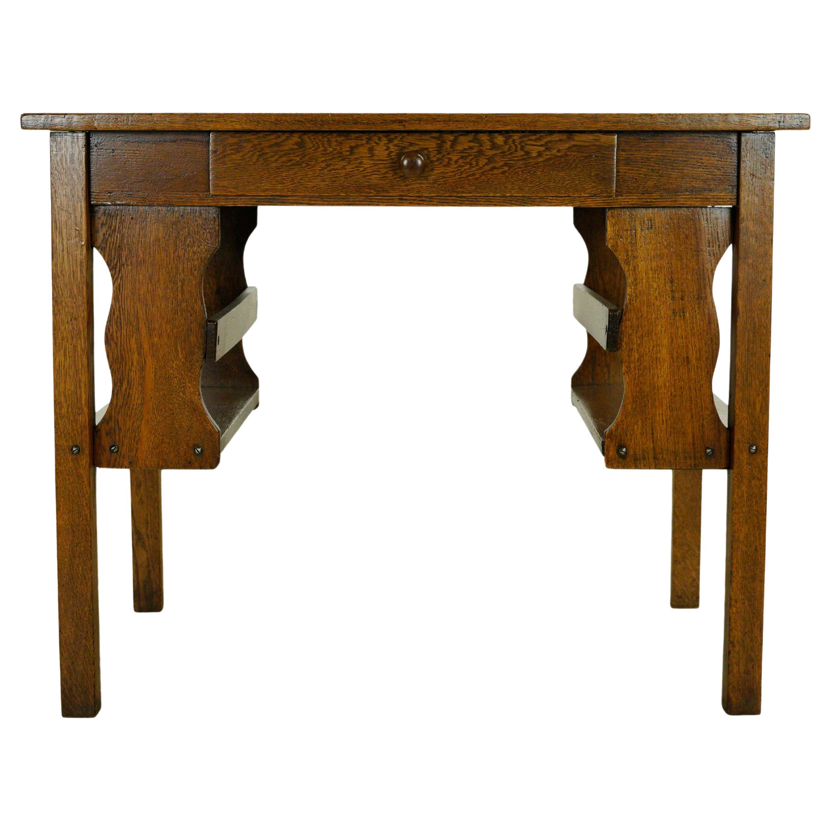 3 ft. W Solid Oak Mission Arts & Crafts Library Writing Desk