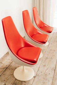 3 Funky Red and White Midcentury Dining Chairs