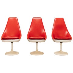 3 Funky Red and White Midcentury Dining Chairs
