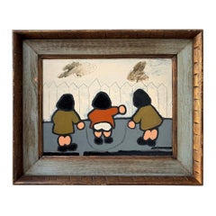 Vintage 3 Girls Jumping Rope by Gerald Richman, Oil/Canvas