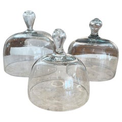 Antique 3 Glass Cloches for Cake Plates