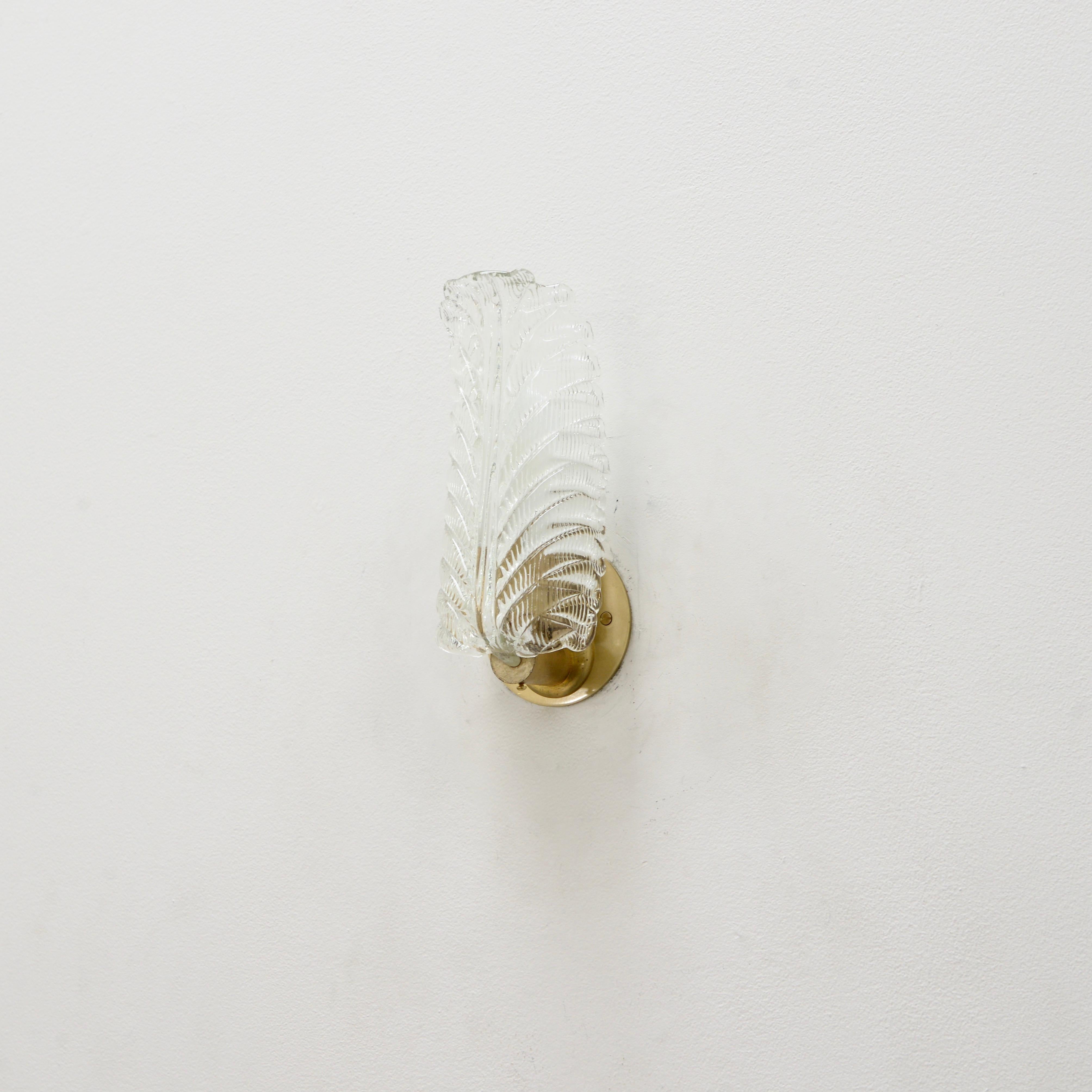 Mid-Century Modern Glass Leaf Sconce by Barovier & Toso