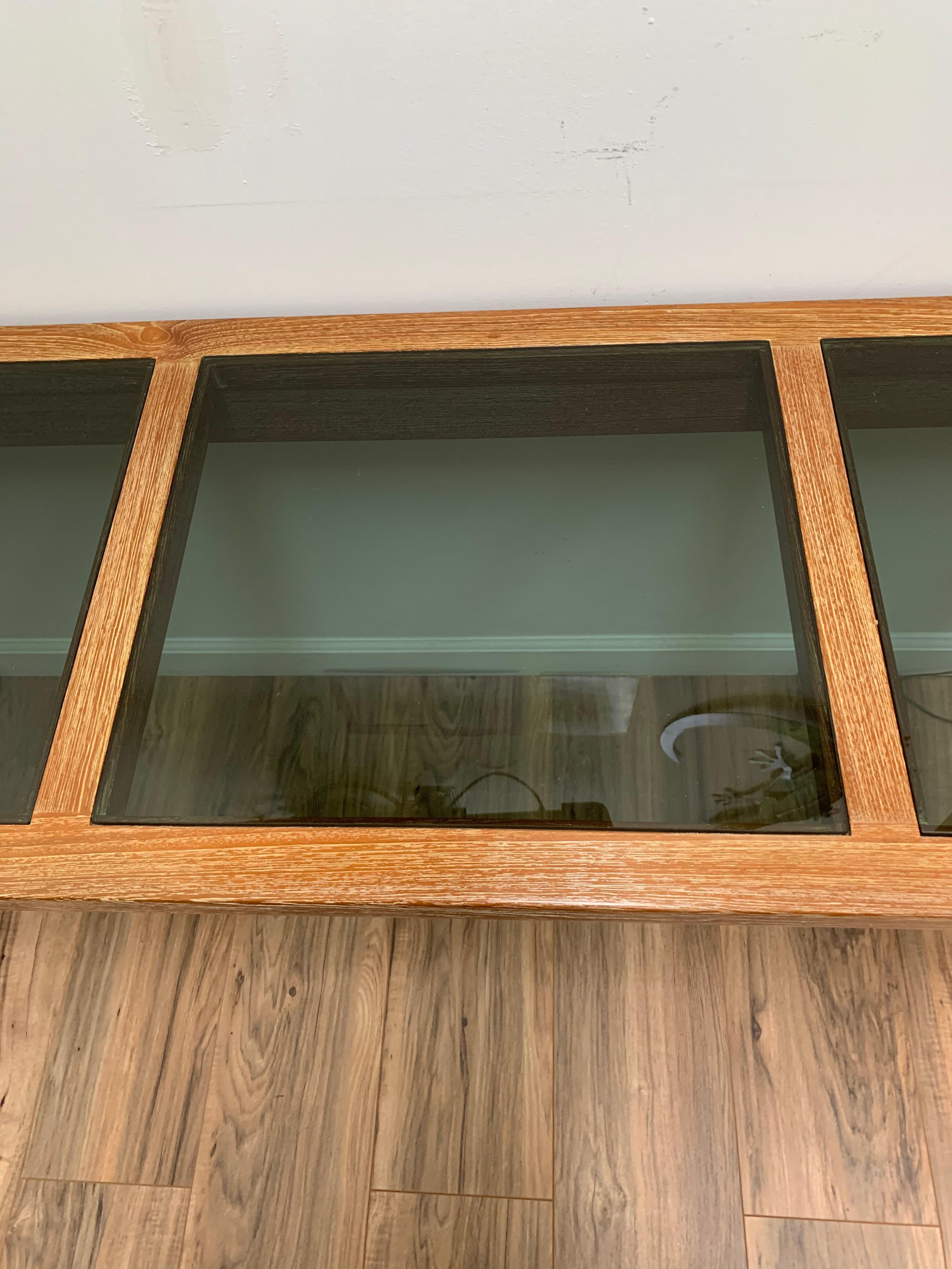 20th Century 3 Glass Panel Floating Entry Console For Sale